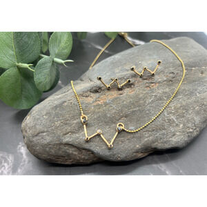 Celestial Cassiopeia Constellation Necklace & Earring Set Sterling Silver Posts